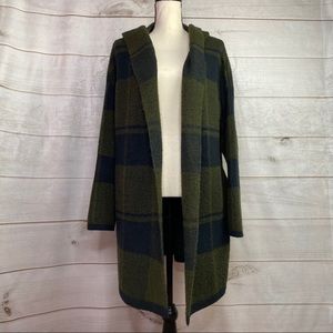 Willow & Clay Plaid Sweater Coat Green & Navy